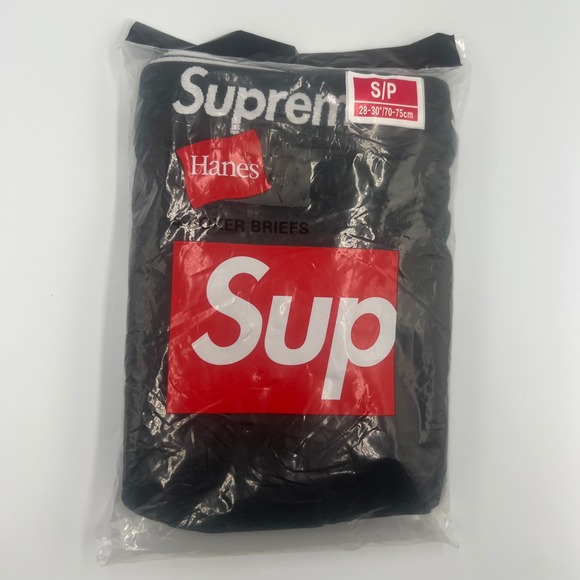 New Supreme x Hanes Men's 4 Pack Black Boxer Briefs Small S Underwear - Picture 1 of 5